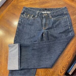 Banana Republic Indigo Denim Cropped Wide Leg Cuffed Jeans ladies size 8
